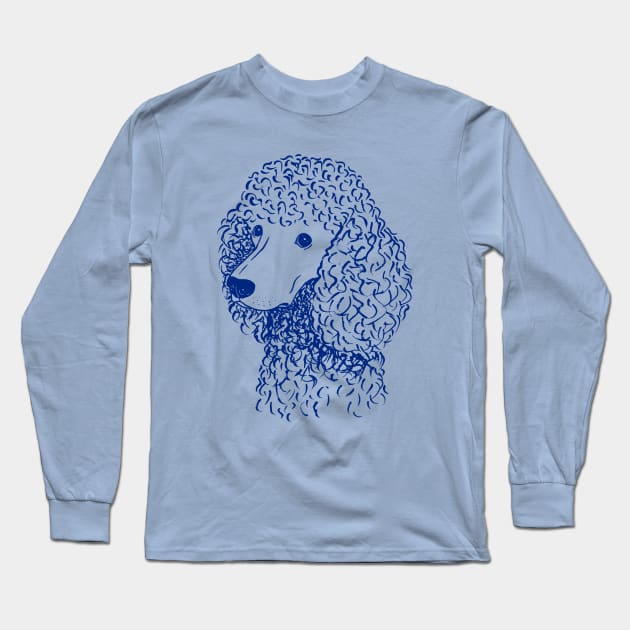 Poodle (Light Blue and Blue) Long Sleeve T-Shirt by illucalliart
